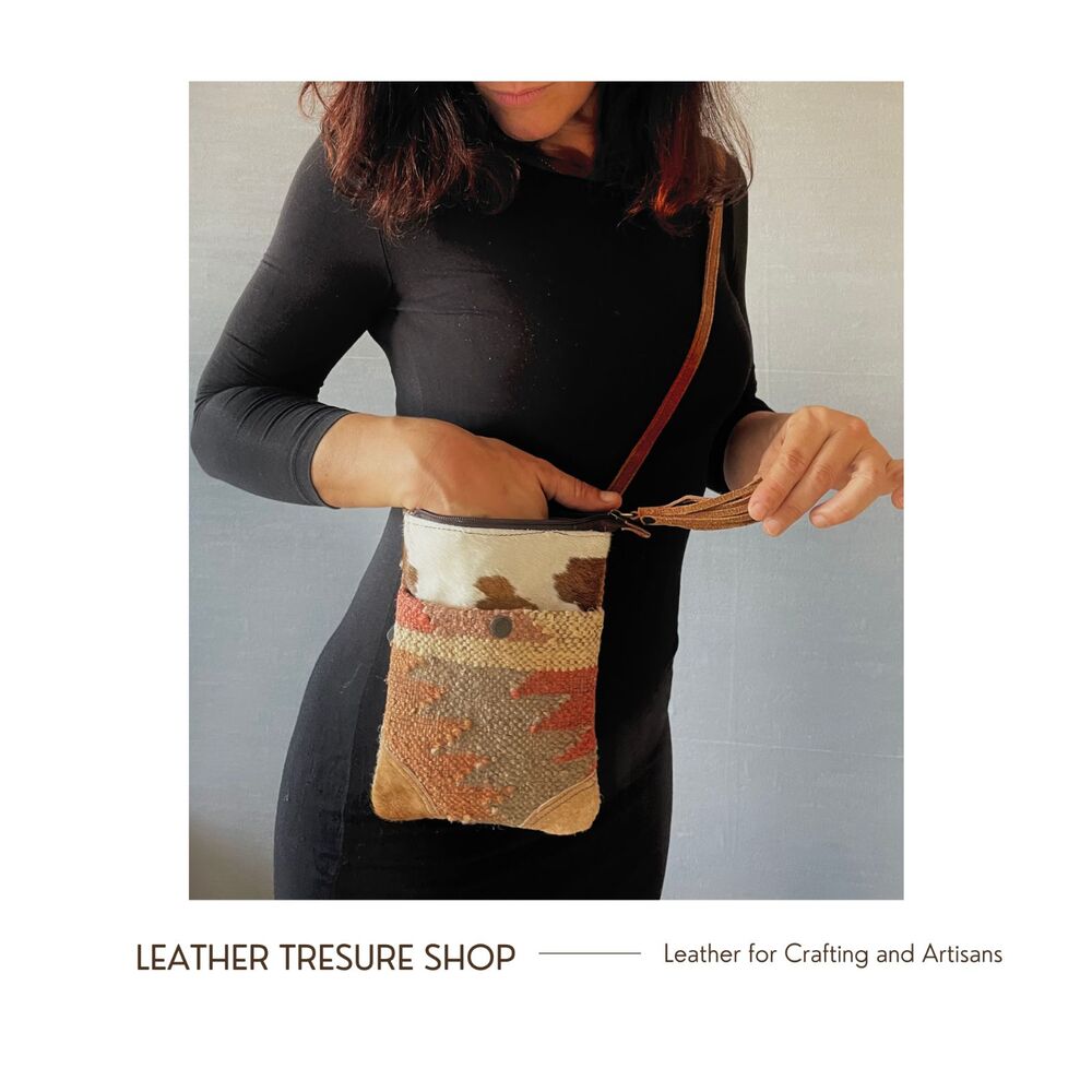 Western Navajo Print bag, Crossbody Small Purse, Genuine Hair on Cowhide, Suede